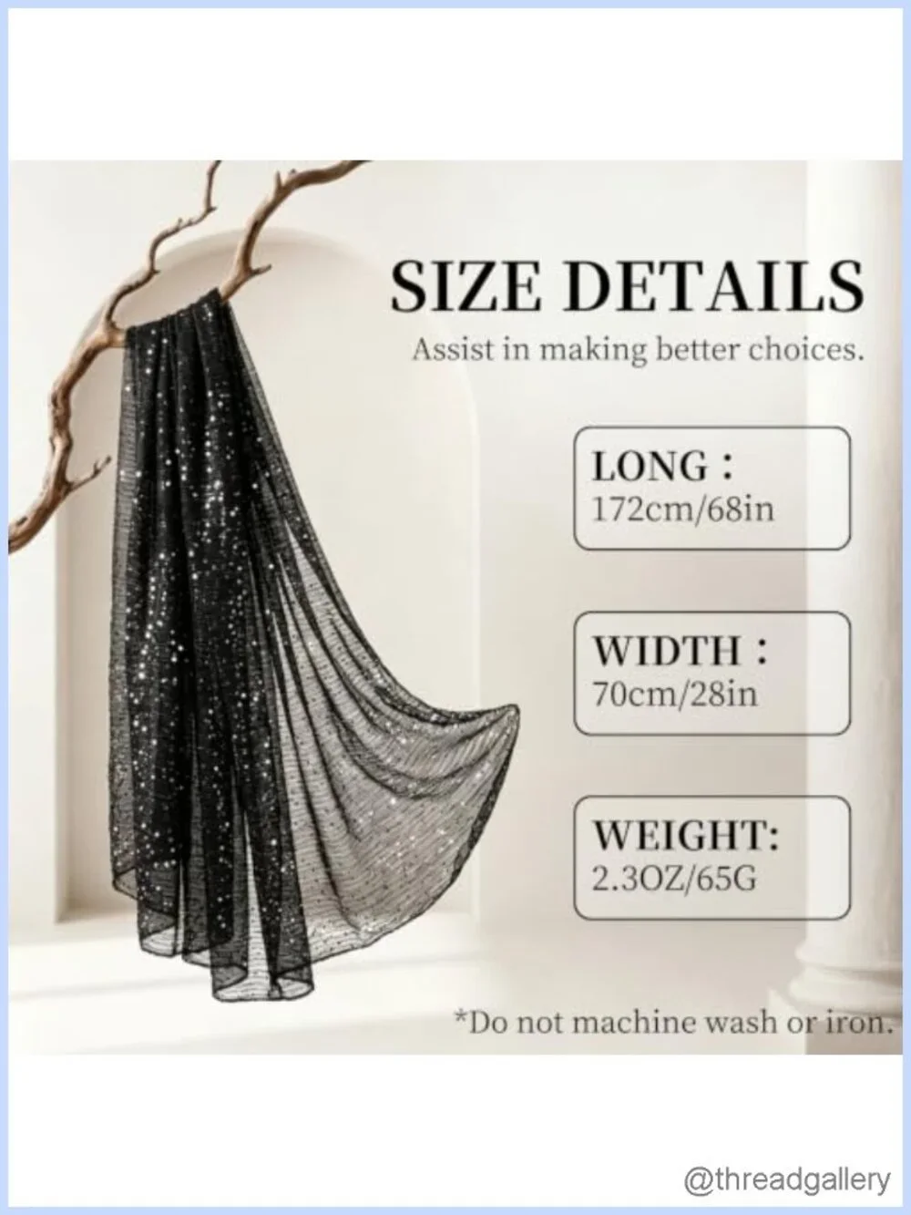 Sequin Rave Scarf, Lightweight Polyester Shawl Wrap Headscarf for Evening